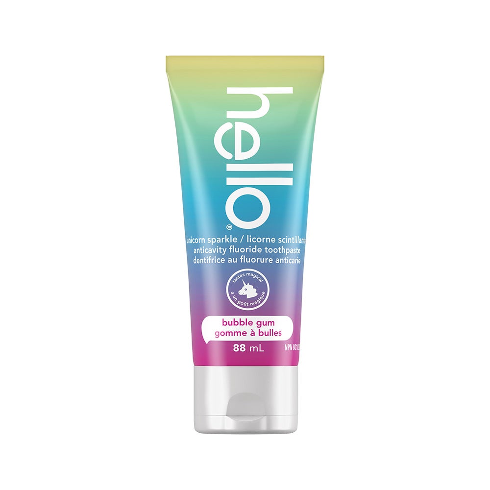 hello Unicorn Sparkle Kids Toothpaste with Fluoride, Bubble Gum 