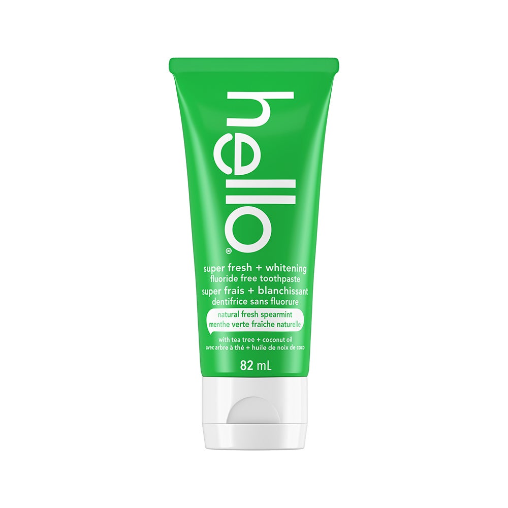 hello Super Fresh + Whitening Fluoride Free Toothpaste, Spearmint